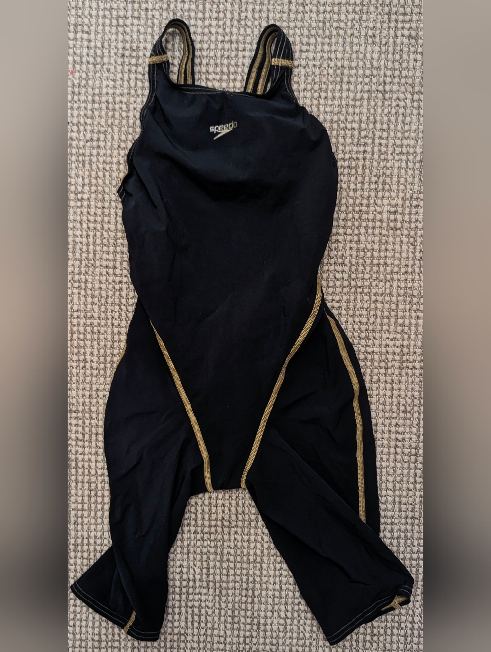 Speedo LZR Pro Kneeskin Tech Suit Black Gold Women’s Size 24 FINA Approved